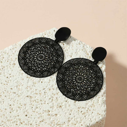 Black Celestial Plate Drop Earrings