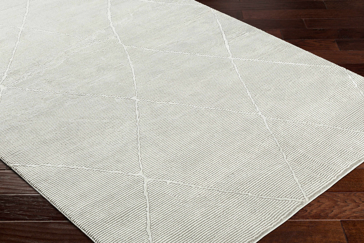 Aldis Grey Plush Textured Washable Rug - Clearance