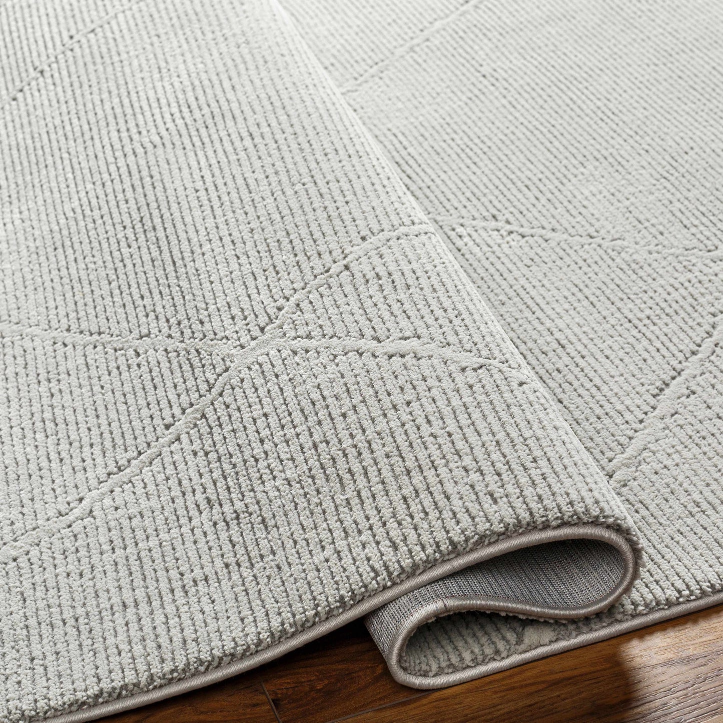 Aldis Grey Plush Textured Washable Rug - Clearance