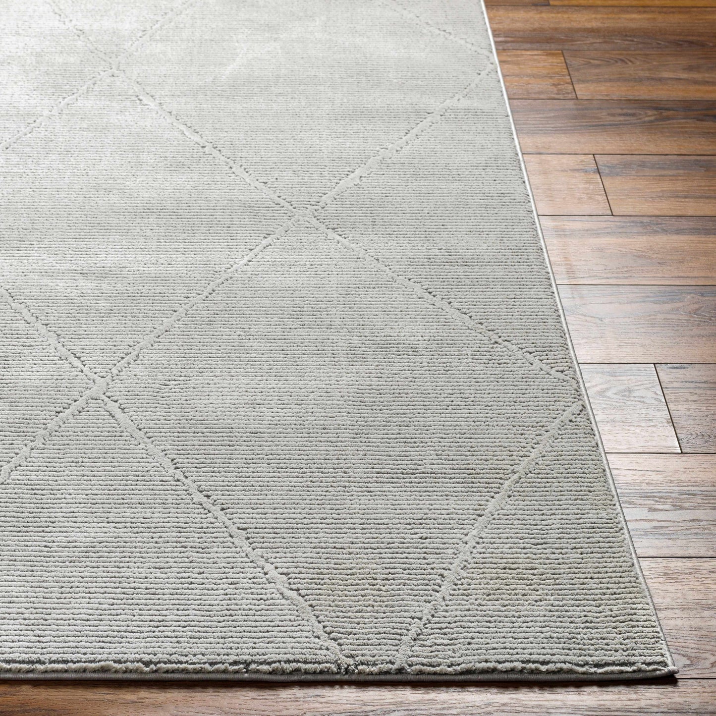 Aldis Grey Plush Textured Washable Rug - Clearance