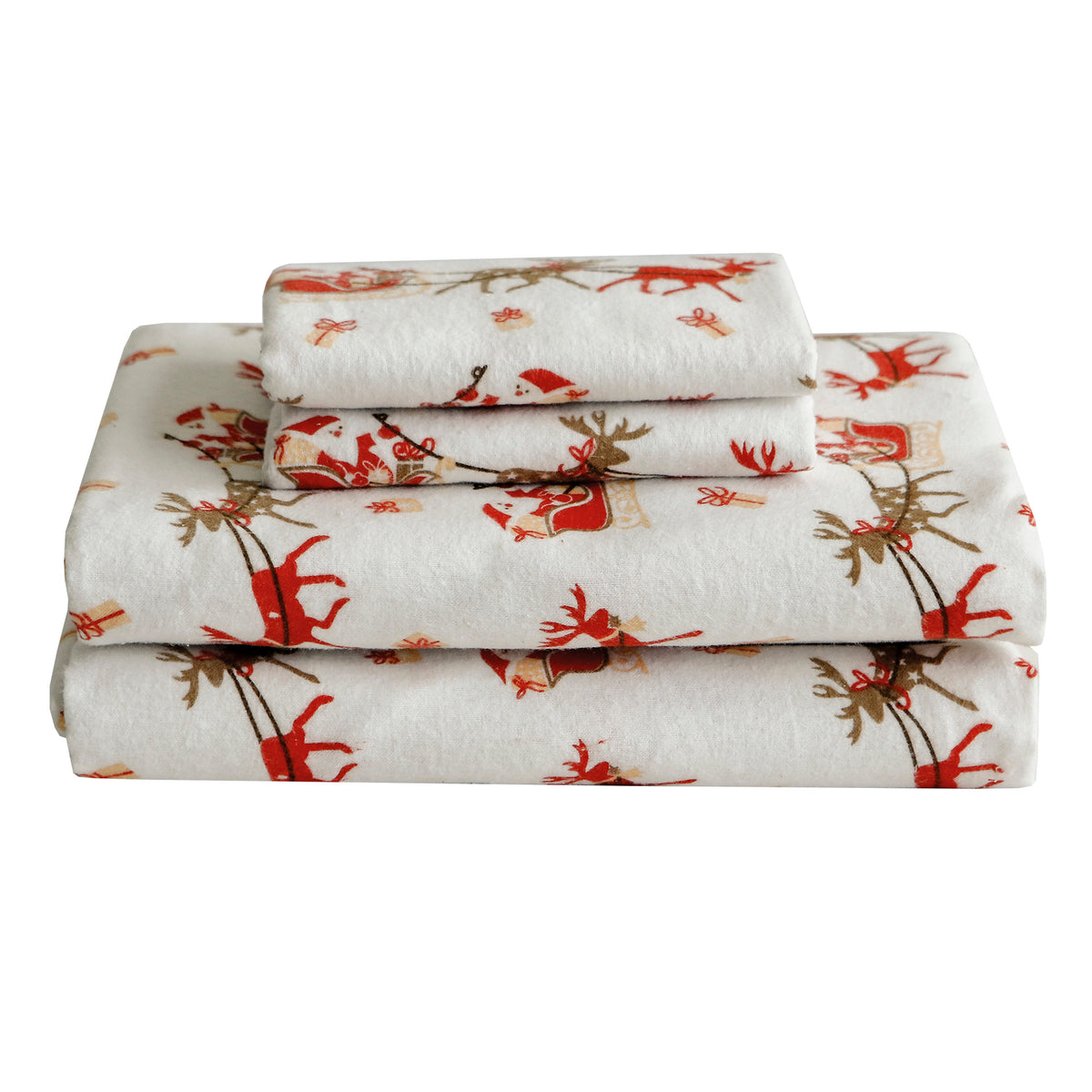 Elegant Comfort 4-Piece Holiday Cotton Flannel Sheet Set - 100% Turkish Cotton
