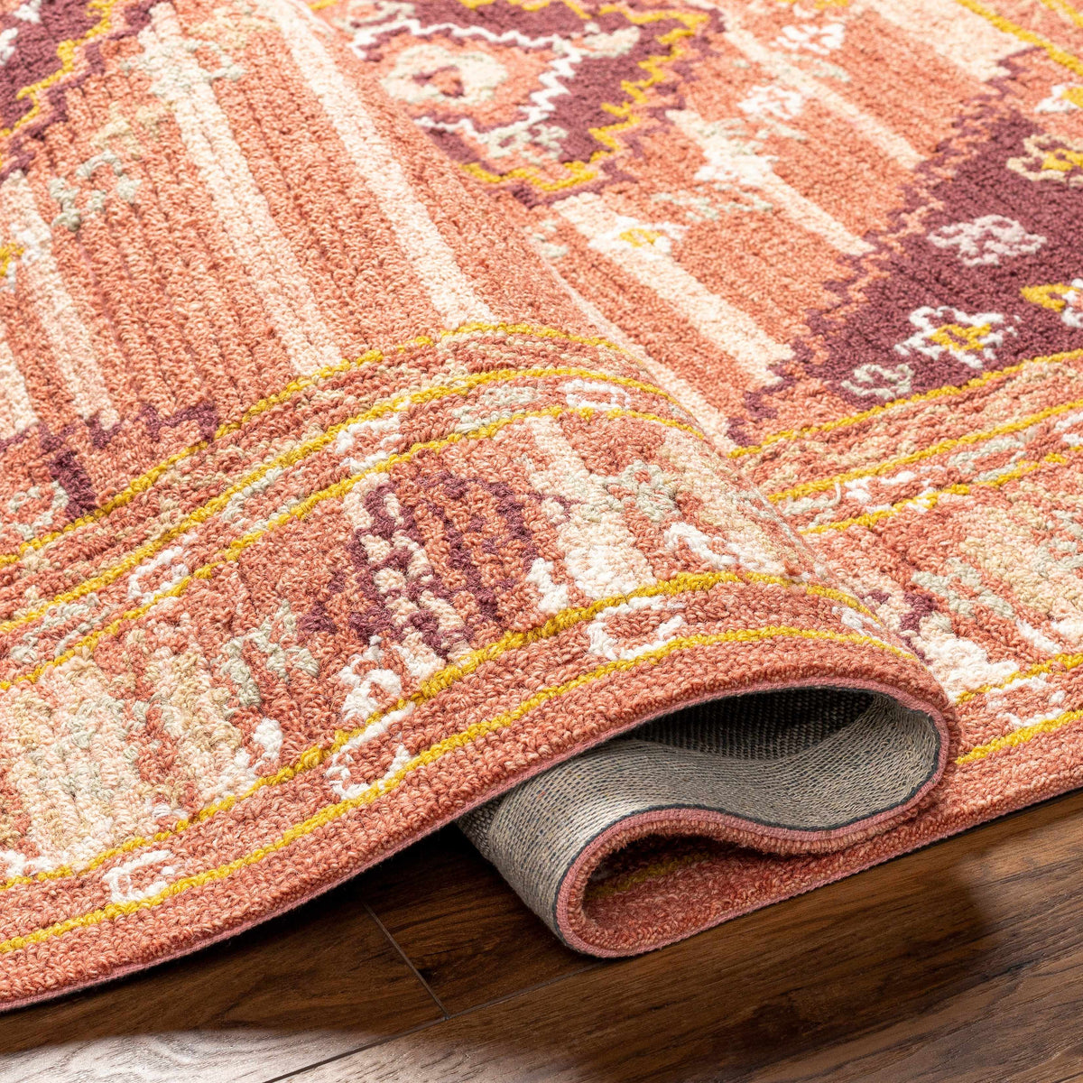Alena Peach Wool Blend Area Rug - Clearance