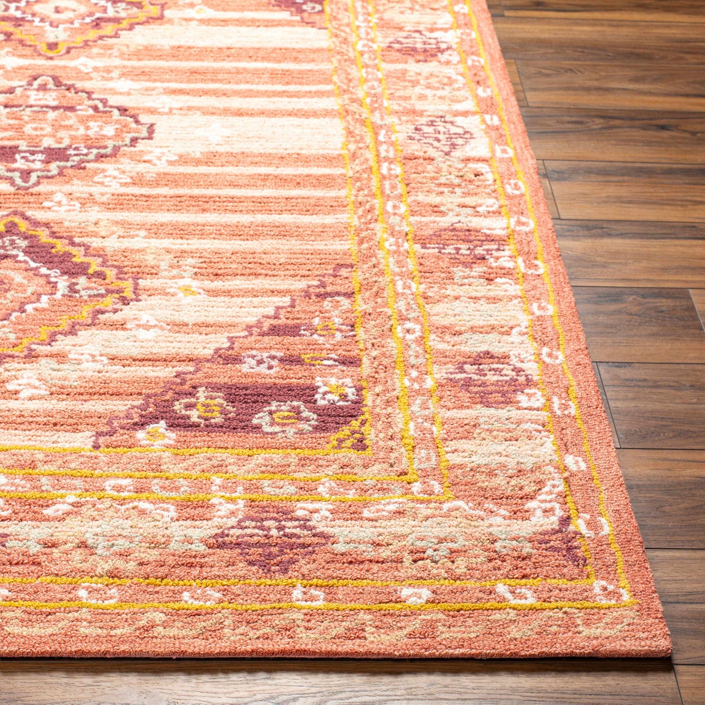 Alena Peach Wool Blend Area Rug - Clearance