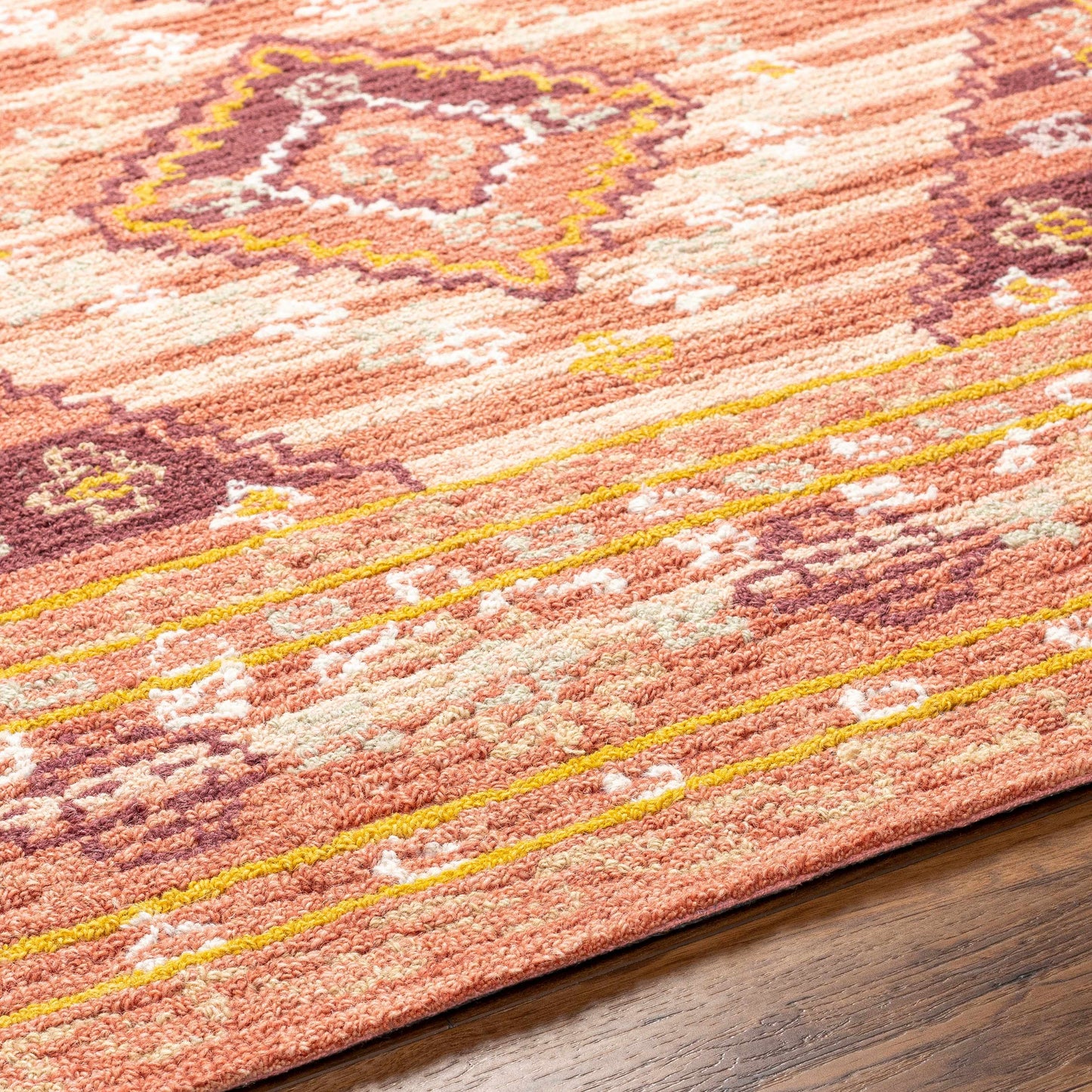 Alena Peach Wool Blend Area Rug - Clearance