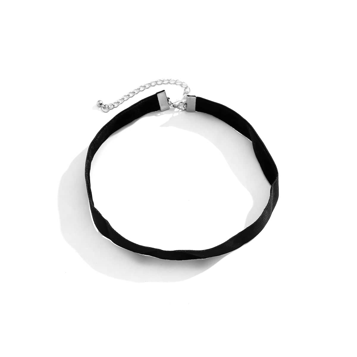 Black & Silvertone Thin Band Choker Necklace