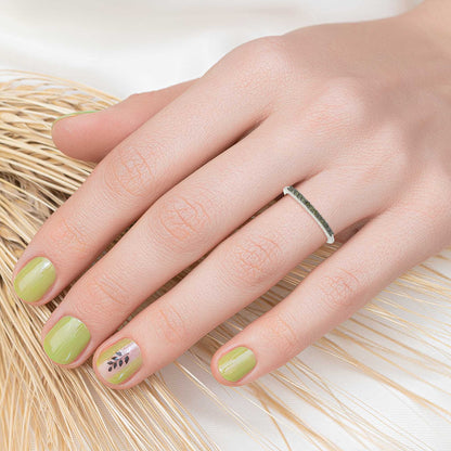 Stakable Natural Green Diamond Sterling Silver Band Ring