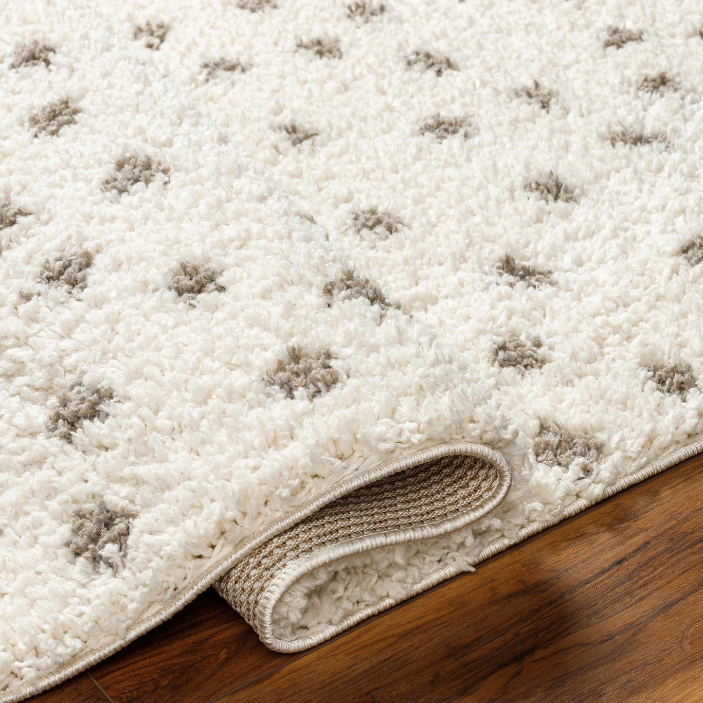 Chaia Dotted Cream & Gray Plush Area Rug - Clearance
