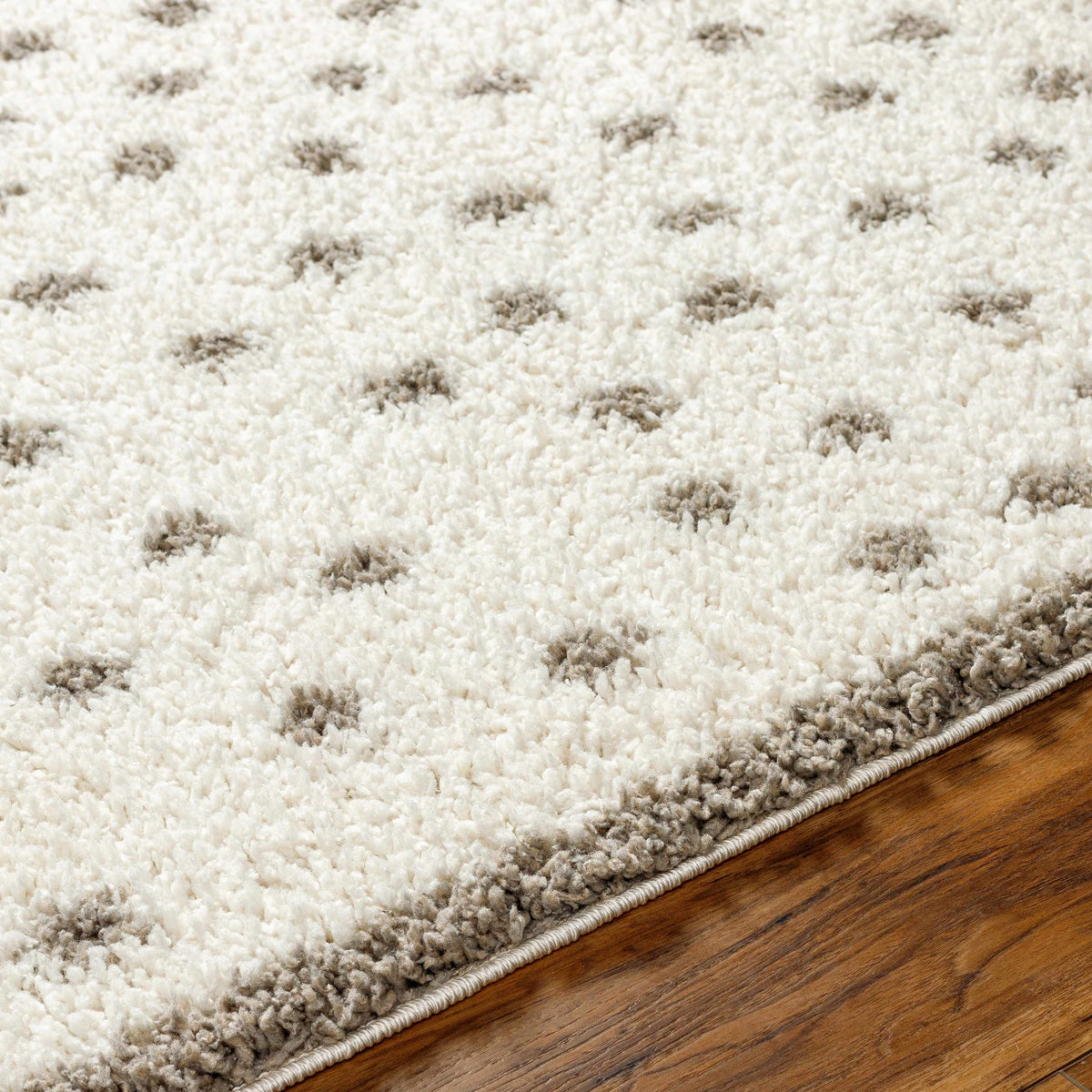 Chaia Dotted Cream & Gray Plush Area Rug - Clearance