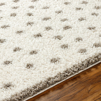 Chaia Dotted Cream & Gray Plush Area Rug - Clearance