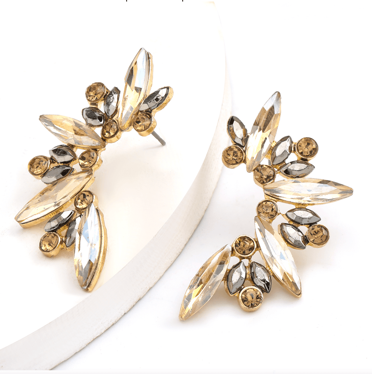 Don’t AsK Champagne Grey Crystal Marquis Stud Earrings