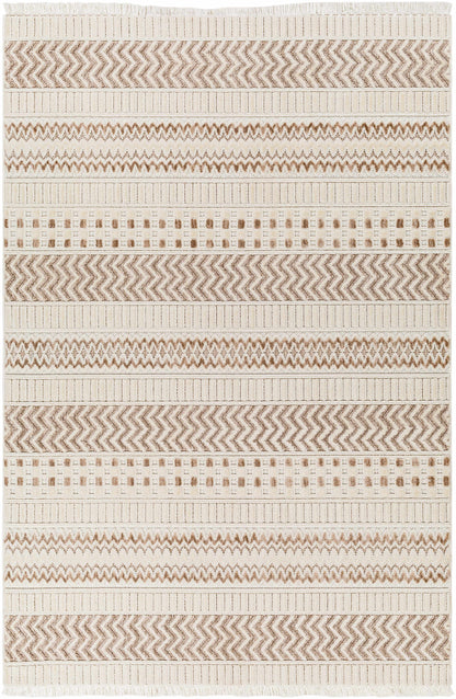 Eiko Beige Textured Saxony Rug with Fringes - Clearance
