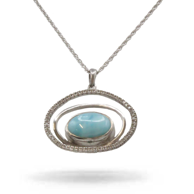 Eclipse Larimar Stone Sterling Silver Necklace By Marahlago