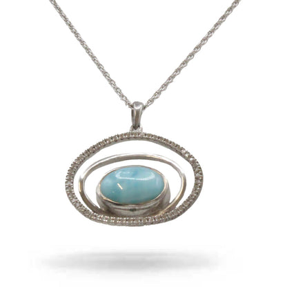 Eclipse Larimar Stone Sterling Silver Necklace By Marahlago