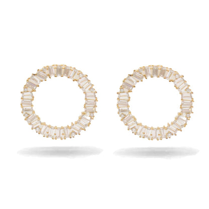 Antella Circolo Grande 18ct Gold Earrings White Cubic Zirconia Crystals Sif Jakobs