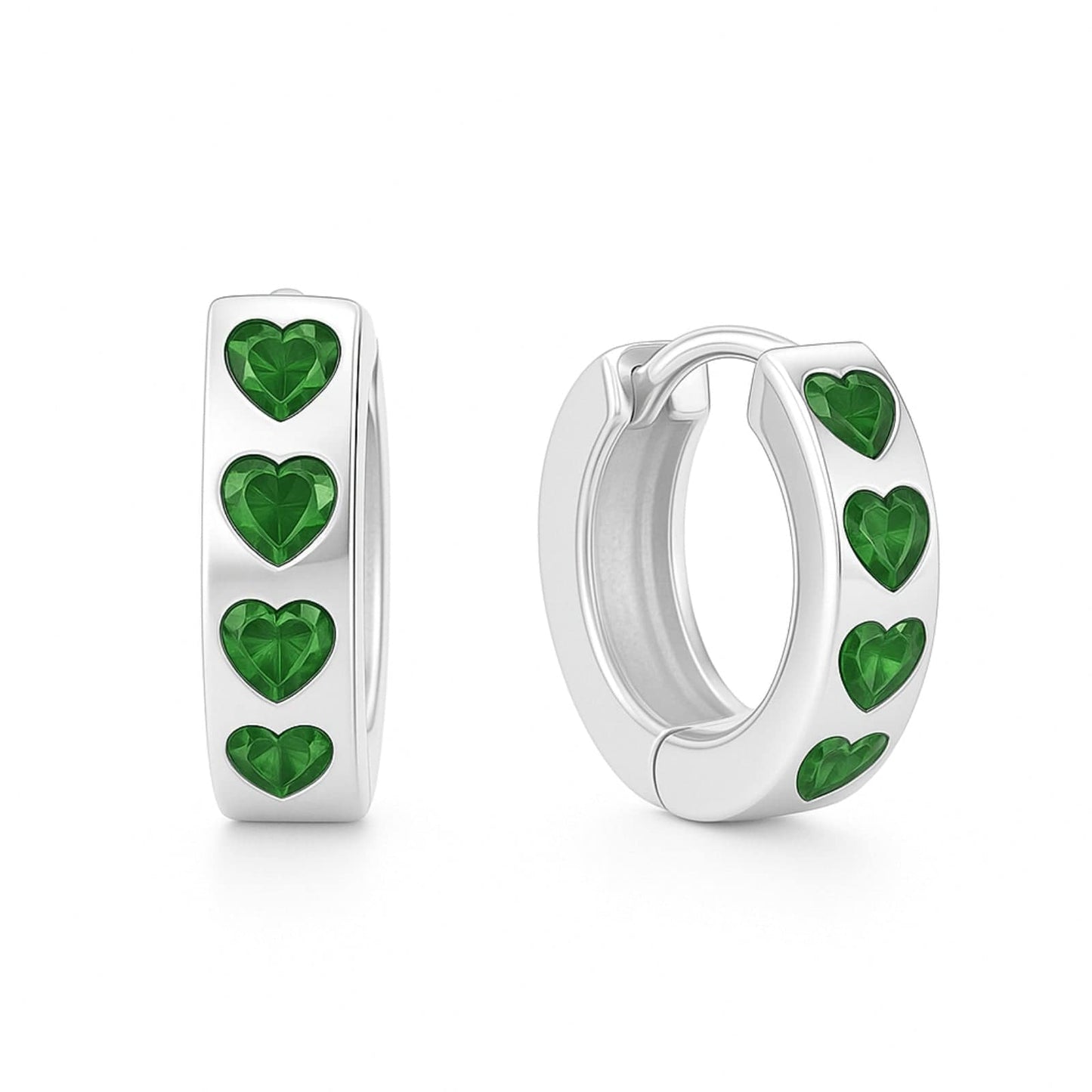 Emerald Heart Hoops