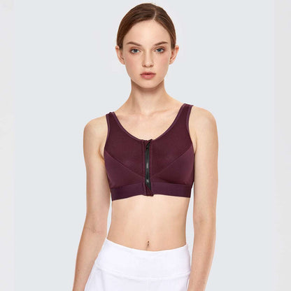 Full Length Zip Front Wireless Racerback Sports Bra
