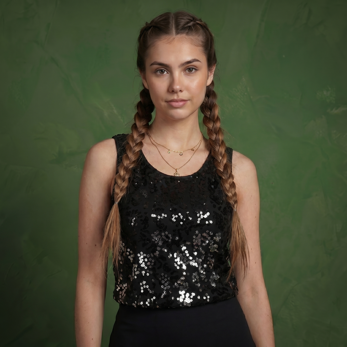 Sequin Scoop Neck Tank Top