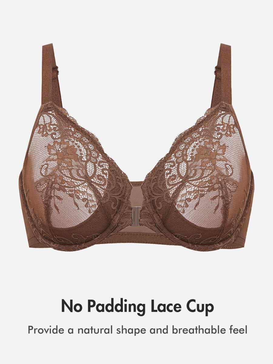 Front Closure Lace Underwire Plunge Bra