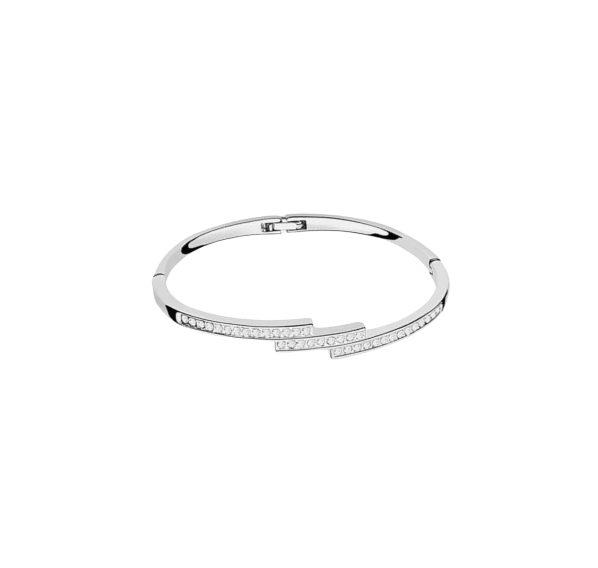 Clear Swarovski Crystal Jewelry – Sterling Silver Hinge Bangle With Swarovski Crystals