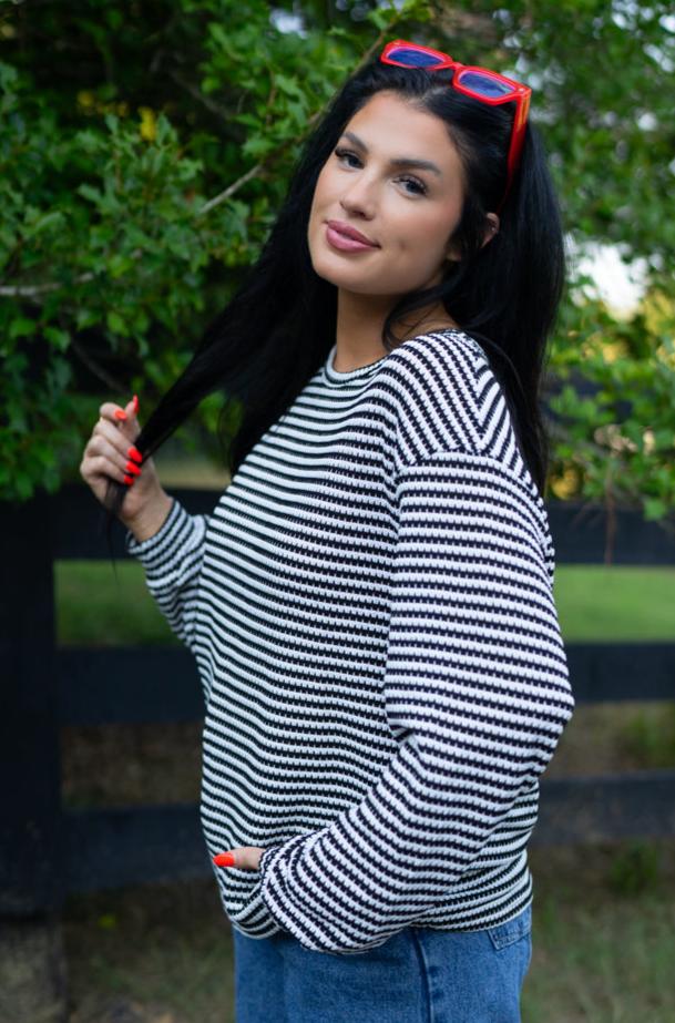 Threaded Pear Elouise Stripe Long Sleeve Top