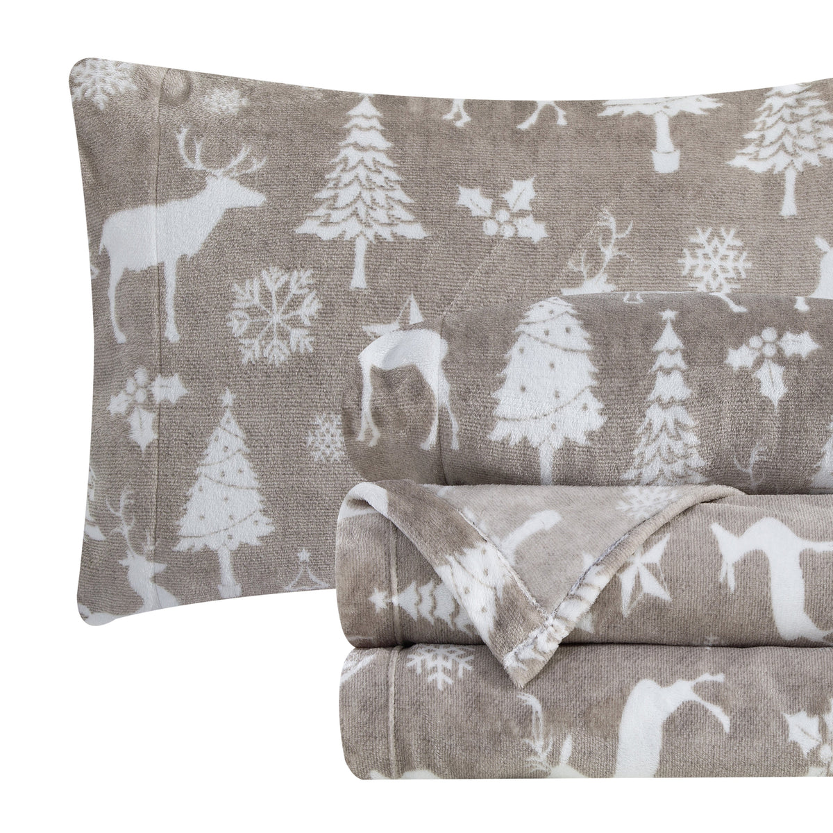 Elegant Comfort 4-Piece Holiday Christmas Velvet Plush Flannel Sheet Set