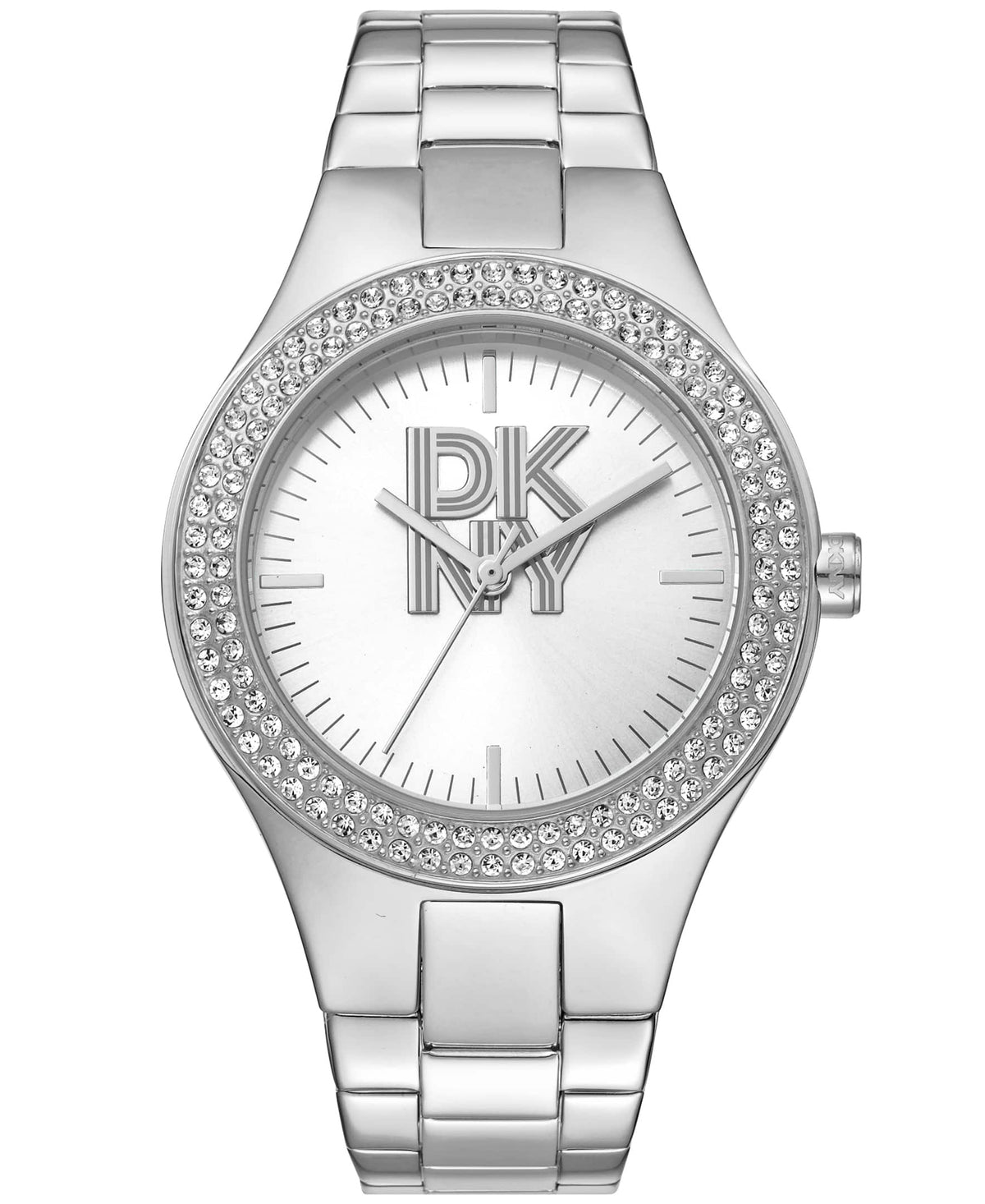 Dkny Women Watch, Silver Color Case, Silver Dial, Stainless Steel Metal Bracelet, 3 Hands, 5 Atm