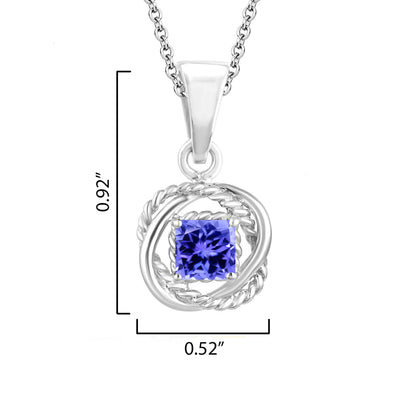 Sterling Silver 1.15CT Natural Tanzanite Twisted Wire Pendant