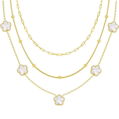 Dainty 3-Ply Clover Layered Necklace for Women