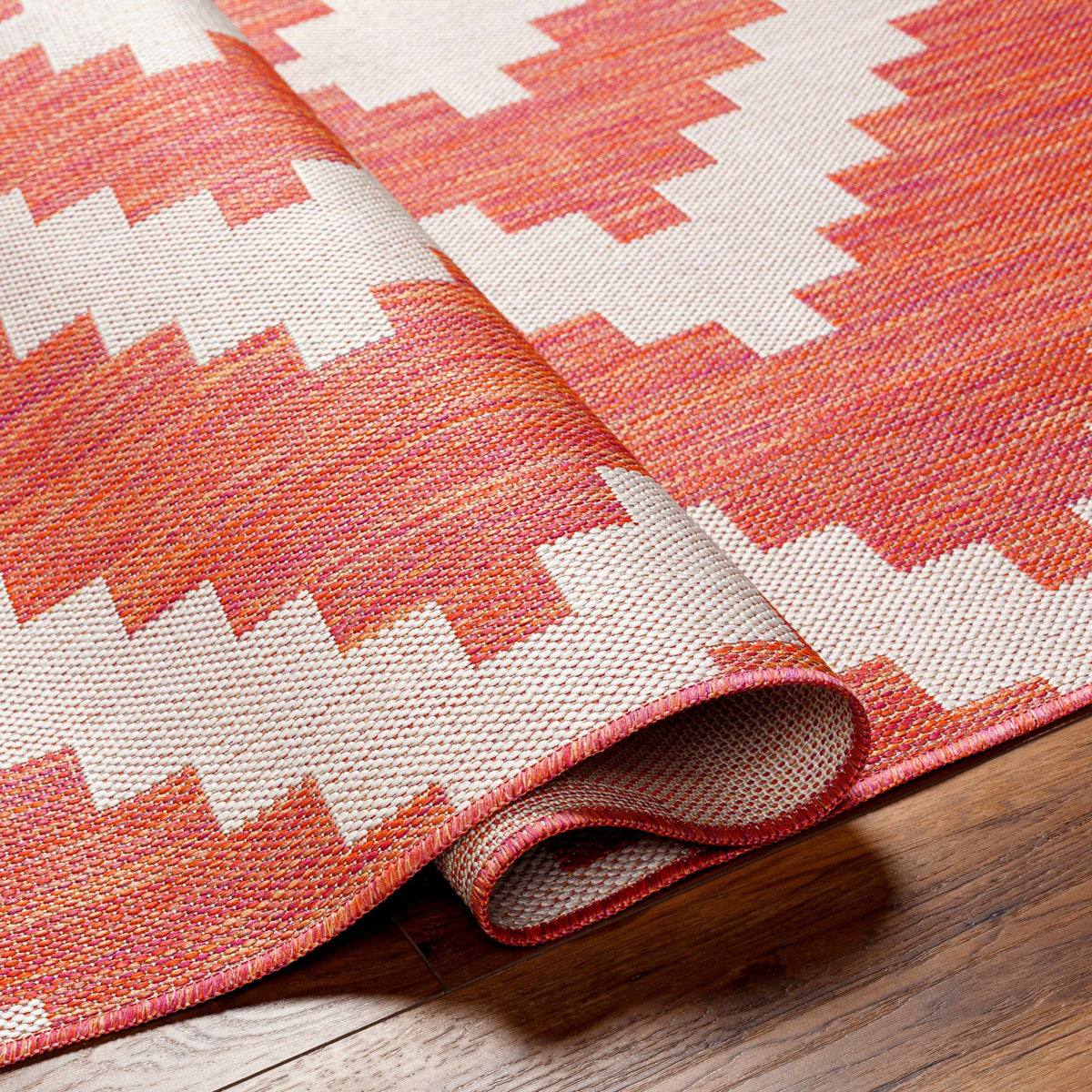 Anke Orange Outdoor Area Rug - Clearance