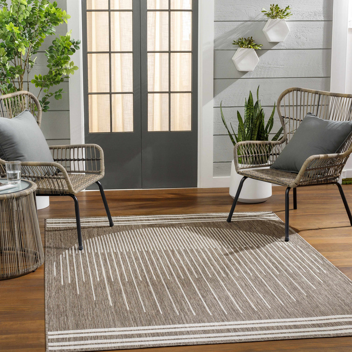 Aviya Brown Outdoor Area Rug - Clearance