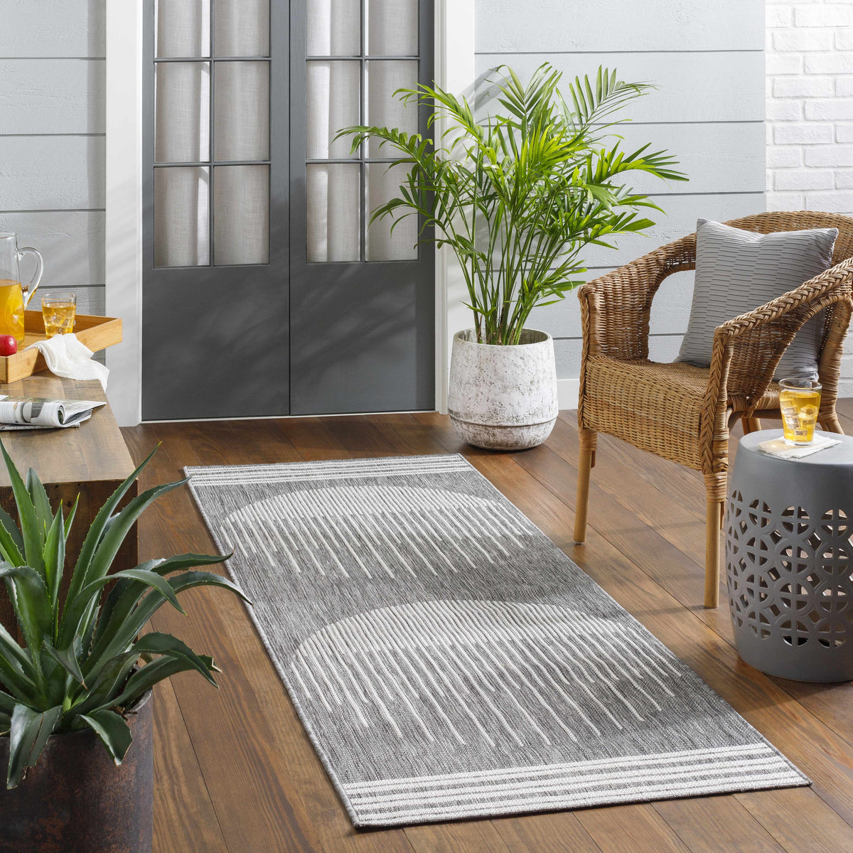 Aviya Gray Outdoor Area Rug - Clearance