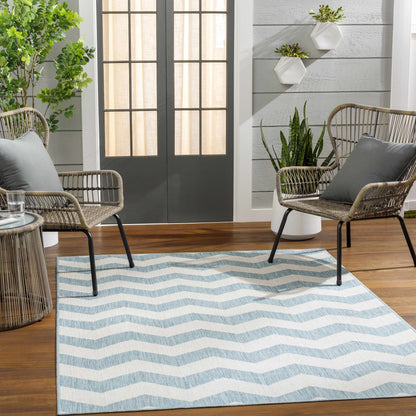 Cheri Thatch Light Blue Outdoor Carpet Area Rug - Clearance