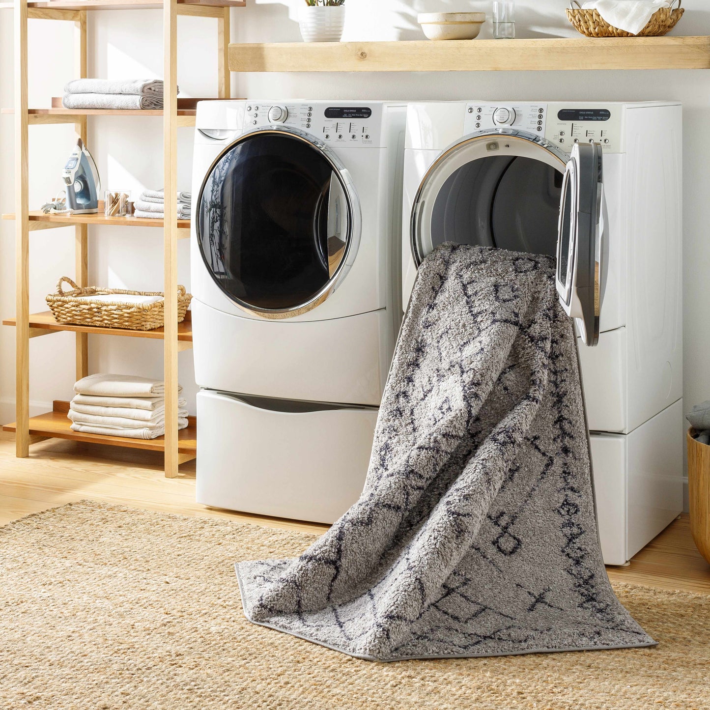 Elyes Gray Washable Area Rug - Clearance