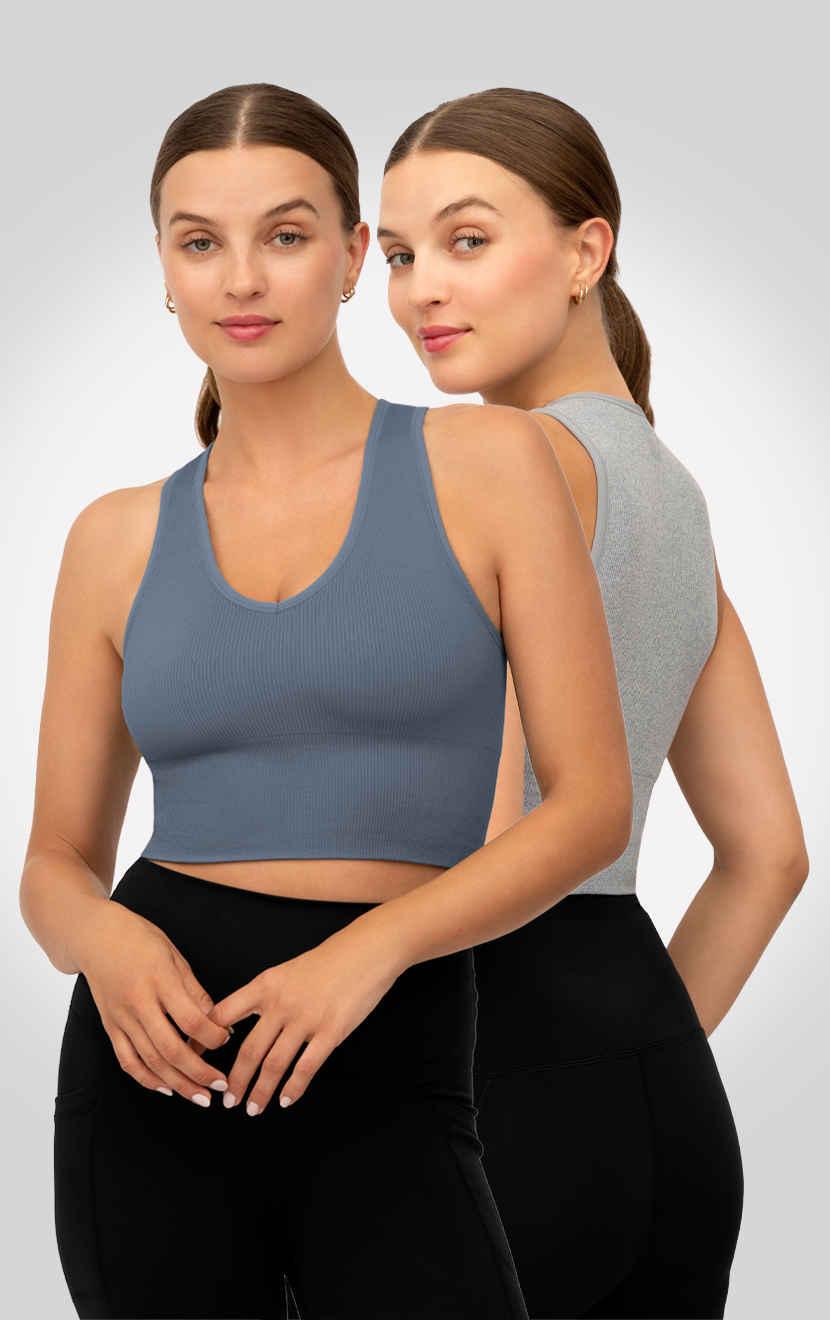 90 Degree by Reflex 2 PK Ribbed V-Neck Tank Top