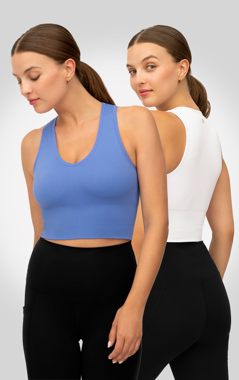 90 Degree by Reflex 2 PK Ribbed V-Neck Tank Top