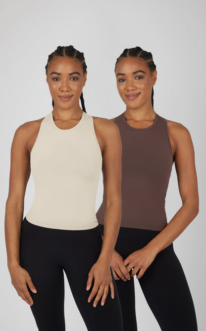 90 Degree by Reflex 2 PK Seamless Racerback Tank Top with Built in Bra