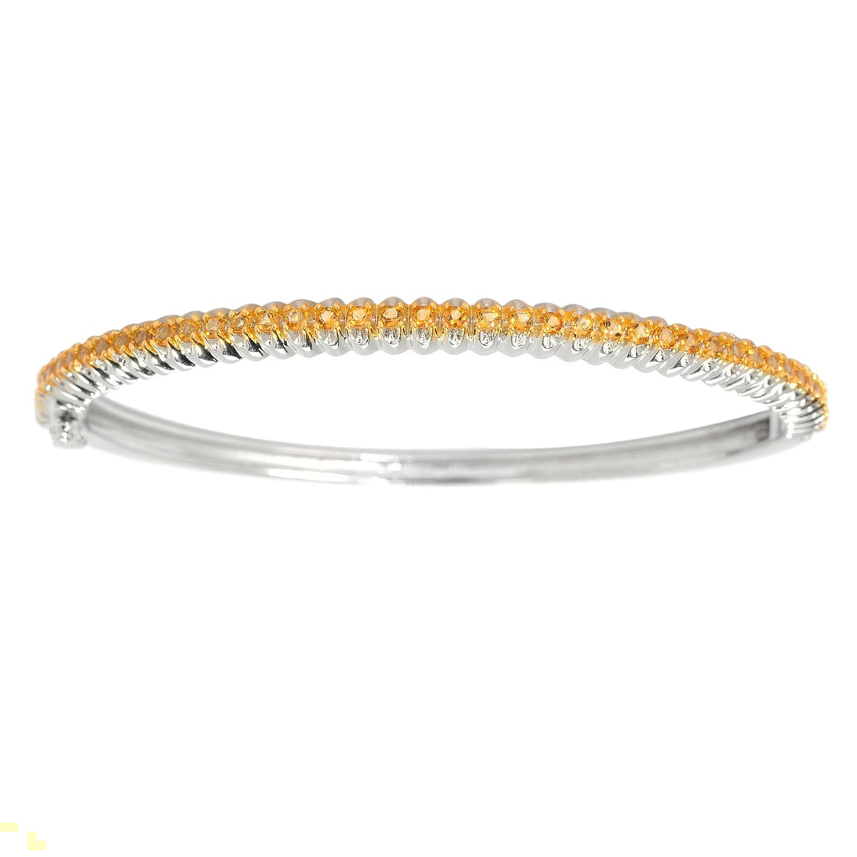 1.20CT Natural Citrine Sterling Silver Bangle Bracelet