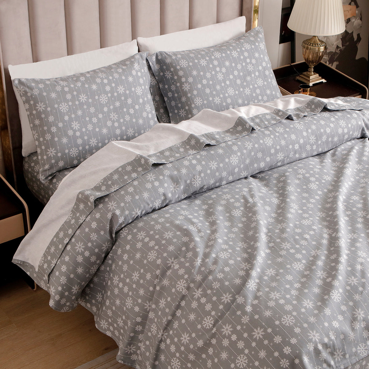 Elegant Comfort 4-Piece Holiday Cotton Flannel Sheet Set - 100% Turkish Cotton