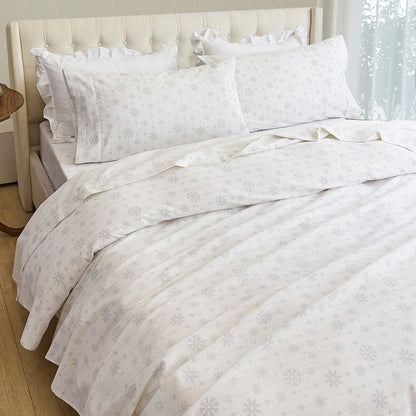Elegant Comfort 4-Piece Holiday Cotton Flannel Sheet Set - 100% Turkish Cotton