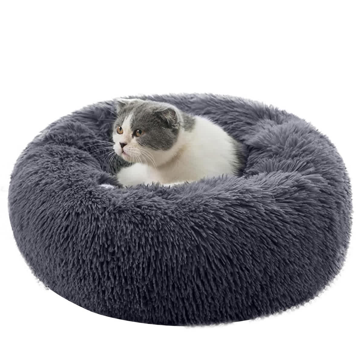 Fluffy Donut Calming Cat Bed