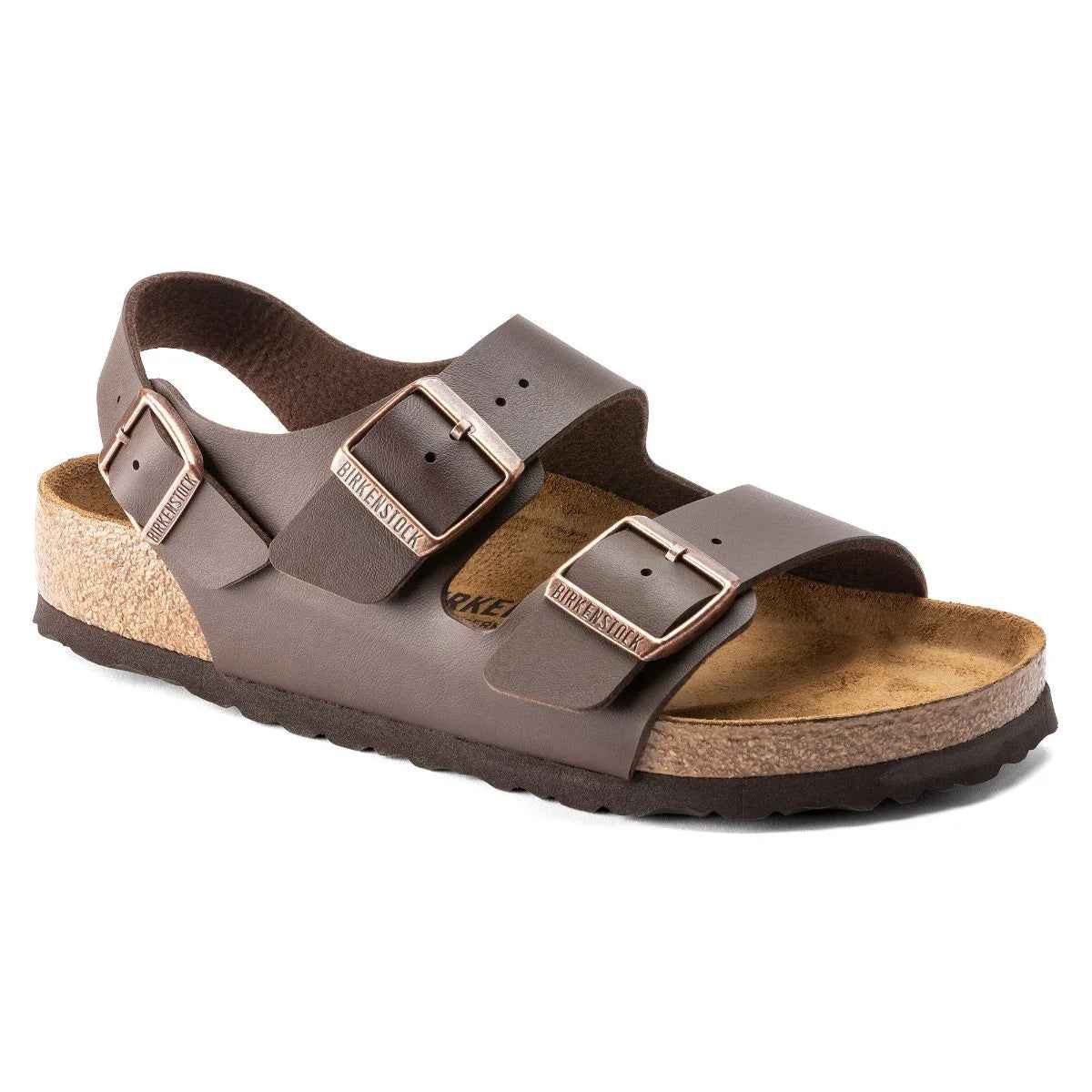 Birkenstock Milano Natural Leather Dark Brown Sandals