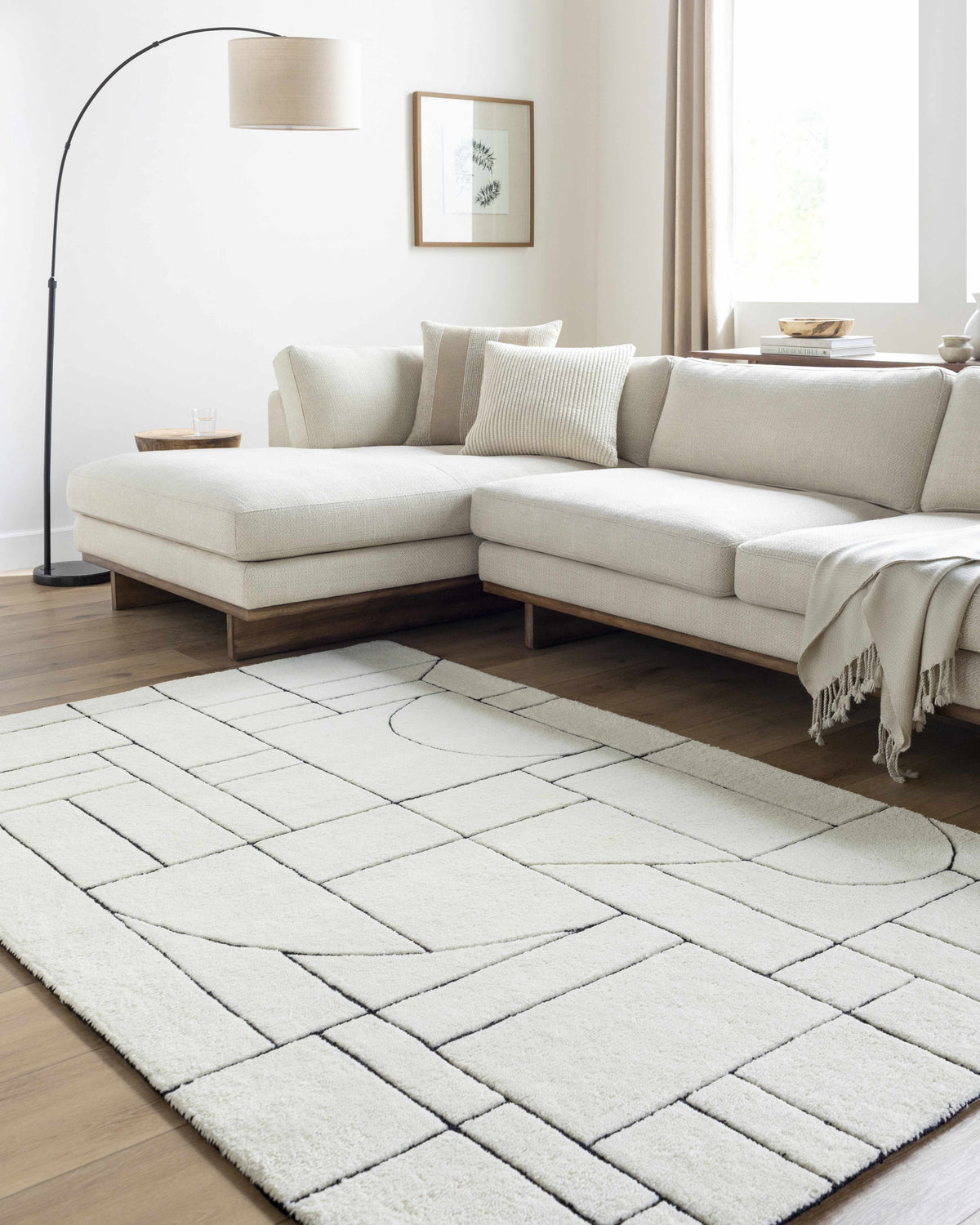 Fusao Rose Cream Area Rug