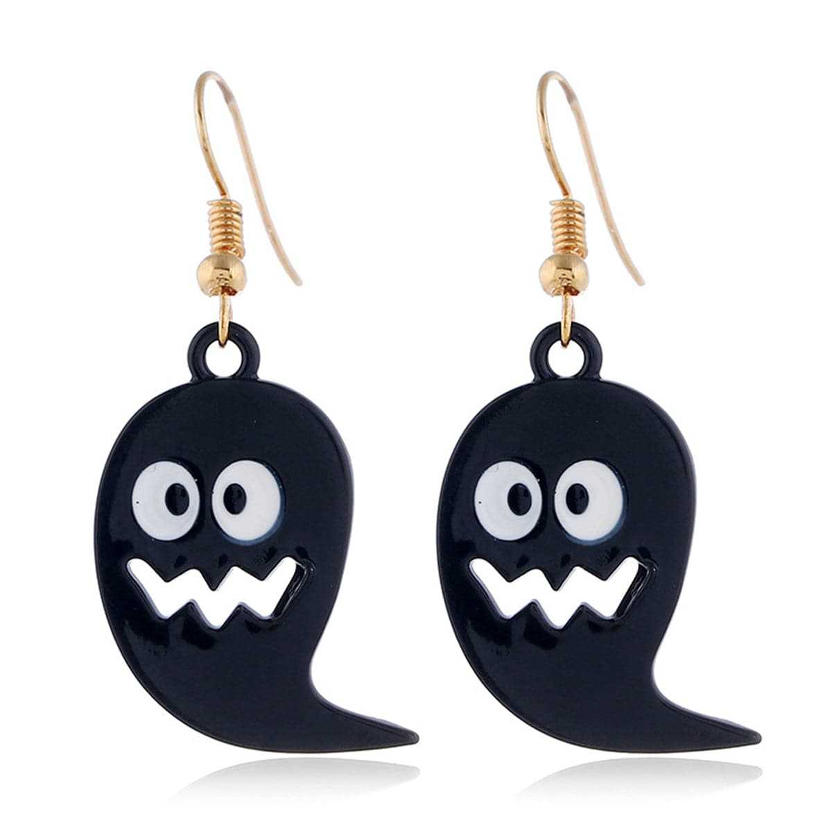 Black & Goldtone Ghost Drop Earrings