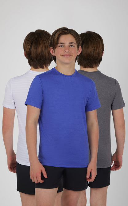 90 Degree by Reflex Boys 3 PK Mesh Performance Tee