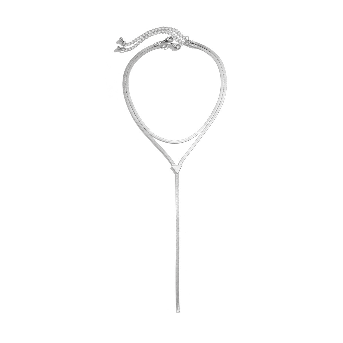 Layered Y-Shaped Herringbone Choker Necklace