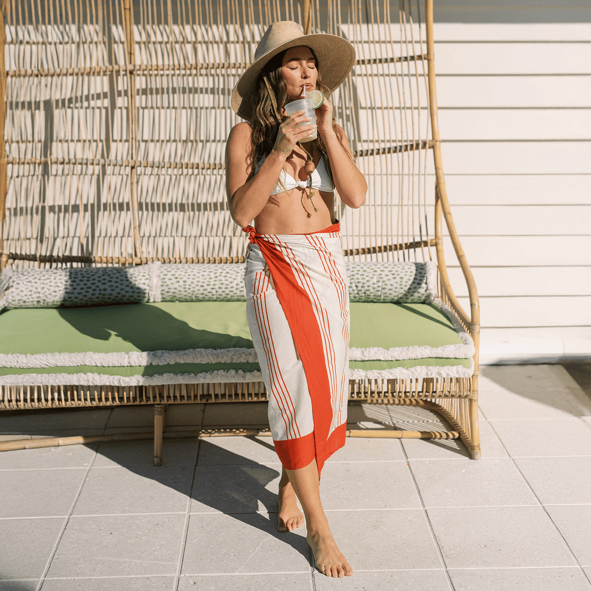 Cherry Pinstripe Sarong