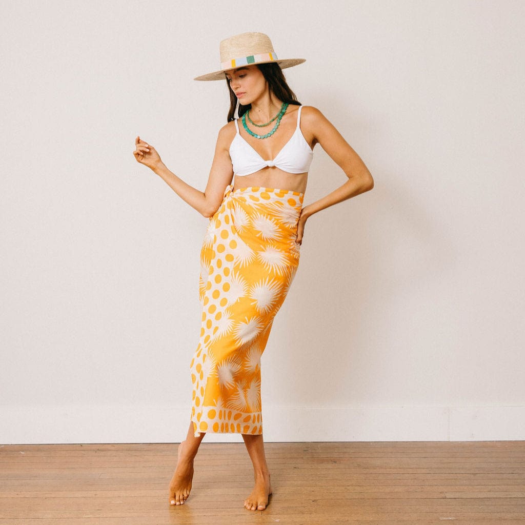 Gold Palm Geo with Gold Dot Sarong