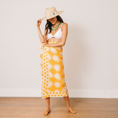 Gold Palm Geo with Gold Dot Sarong
