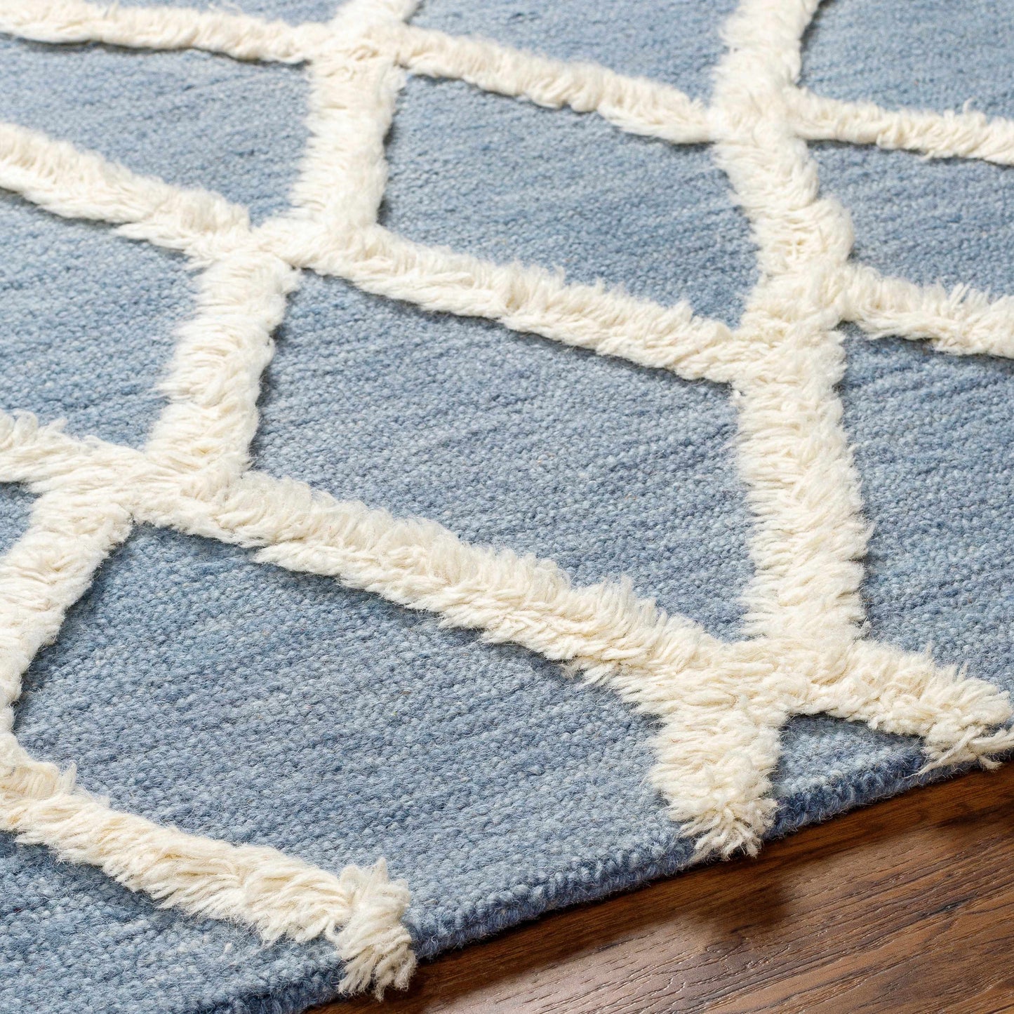 Adica Blue Wool Area Rug - Clearance