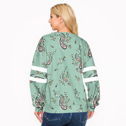 Light Green Paisley Print Dropped Shoulder T-Shirt